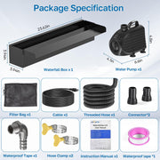 Kit de cascade métallique AC 80 W 1 200 GPH 24 po x 4,3 po