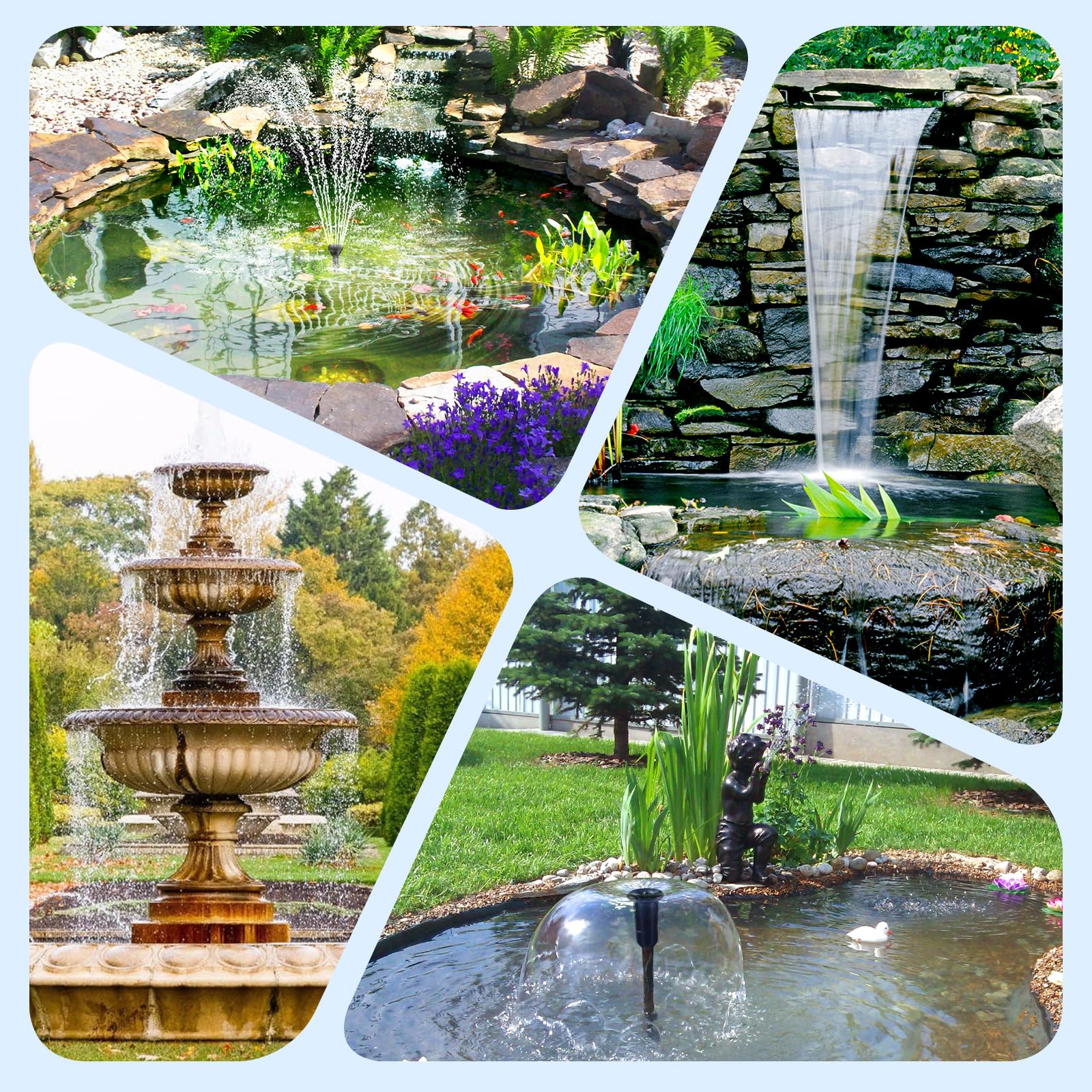 Fontaine à filtre solaire pour bassin P35530 55W 580GPH