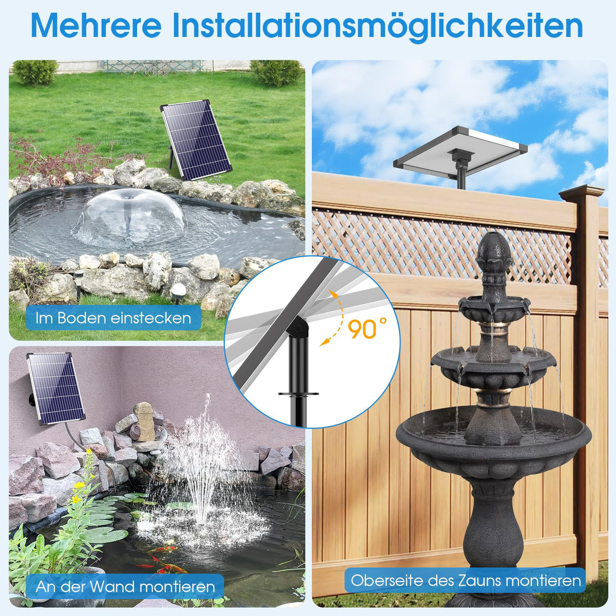 Pompe de fontaine solaire 12 W, 600 l/h
