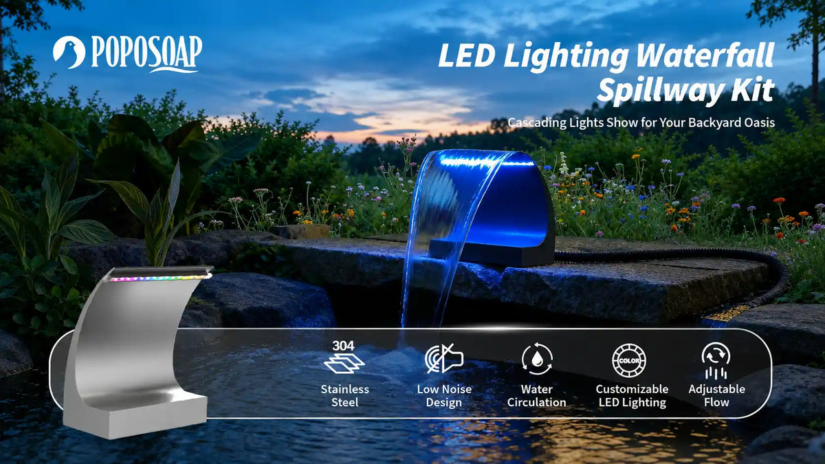 led_lighting_pond_with_small_waterfall