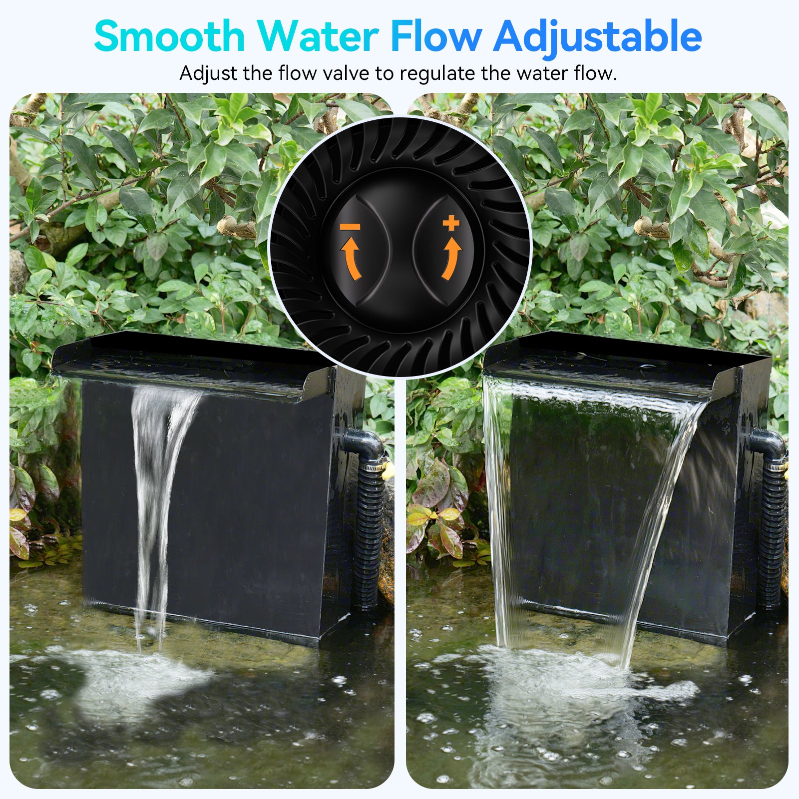 Kit de pompe solaire cascade 70 W 580 GPH avec déversoir 12" x 13,4"