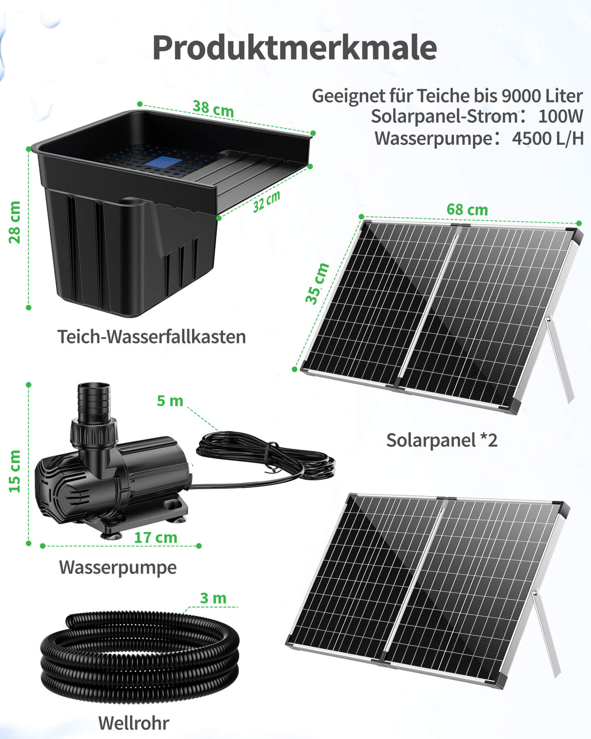 Kit de pompe solaire pour fontaine 100 W