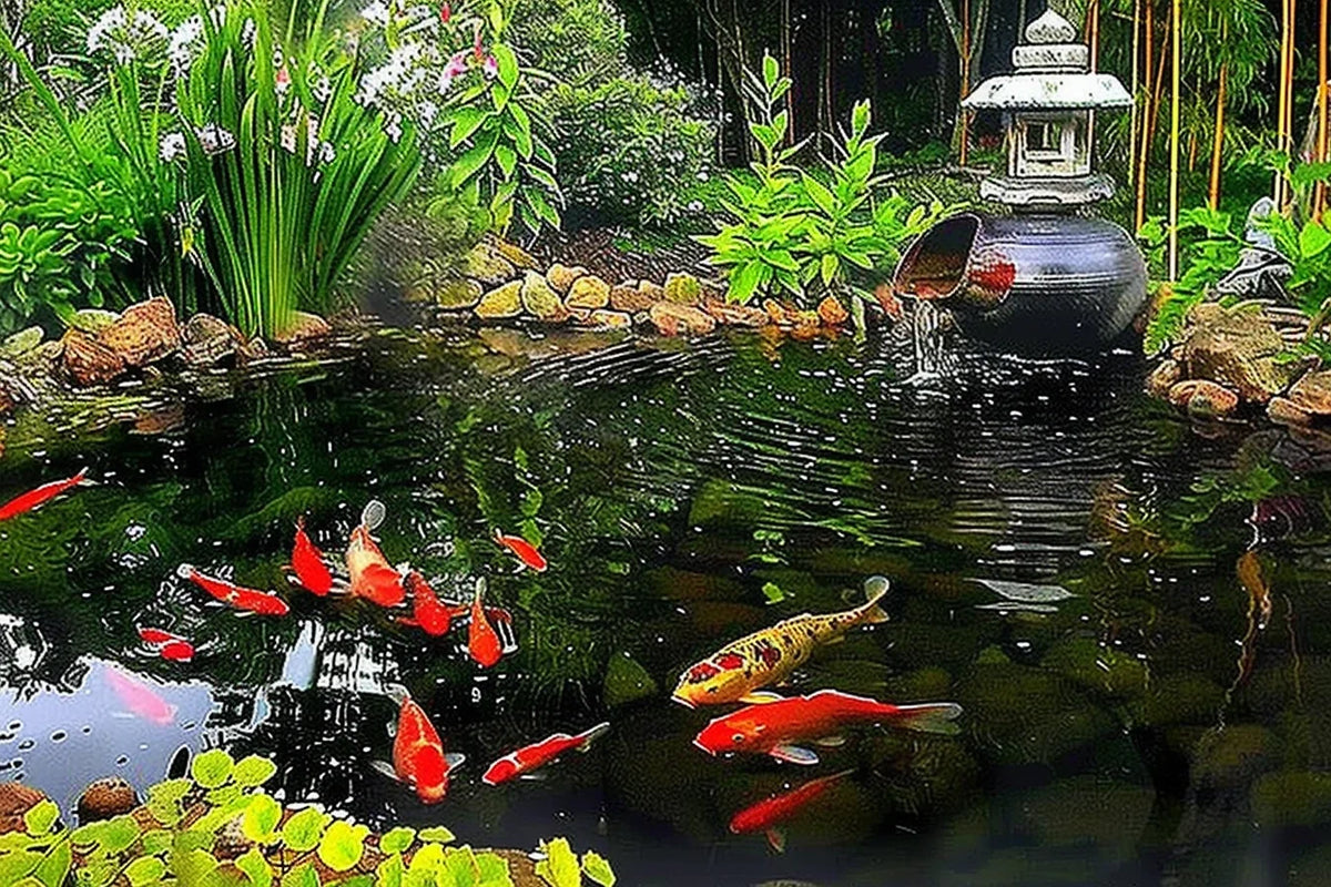 Titelbild Reason Behind Combining Koi Fische und Teichpflanzen