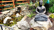 a Zen Garden With a Pond Fountain