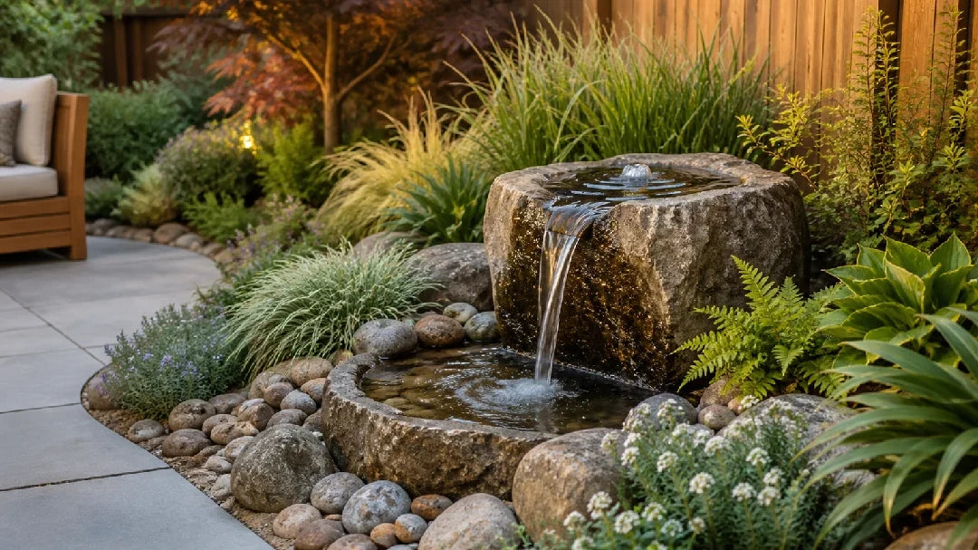 integrated stone fountain landscape
