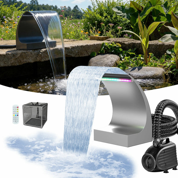 1200GPH Waterfall Pump Kit with 8" C-Shaped Spillway & Light