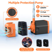 20W 320GPH Multiple Protection Fountain Pump 