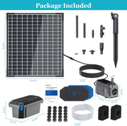 25W 410GPH Solar Water Pond Pump & Filter Kit package included