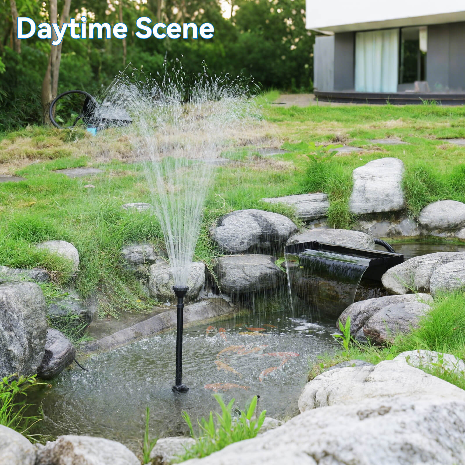 7′ x 7′ Pond Starter Kit | 5-in-1 Filter, Waterfall, Lights, Pond Liner & Underlayment