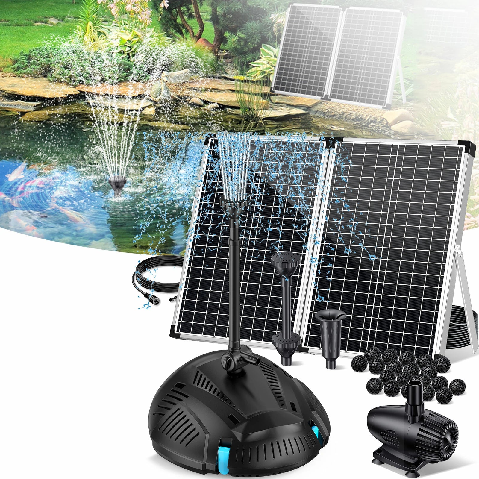 Fontaine à filtre solaire pour bassin P35530 55W 580GPH