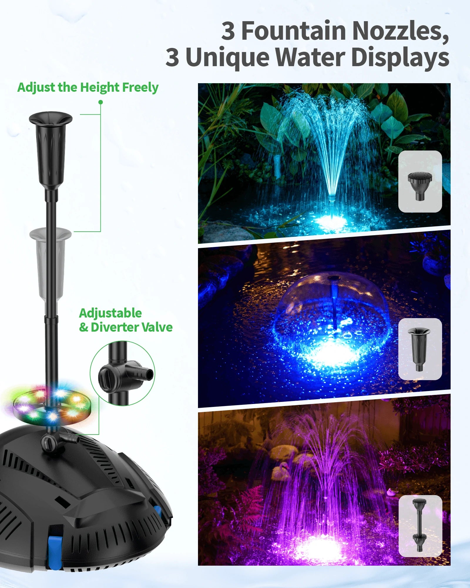 SPF300 40W 660GPH AC Pond Filter Fountain with Light