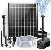 30W Solar Water Fountain Pump - 430GPH Adjustable Flow, 4 Sprayers
