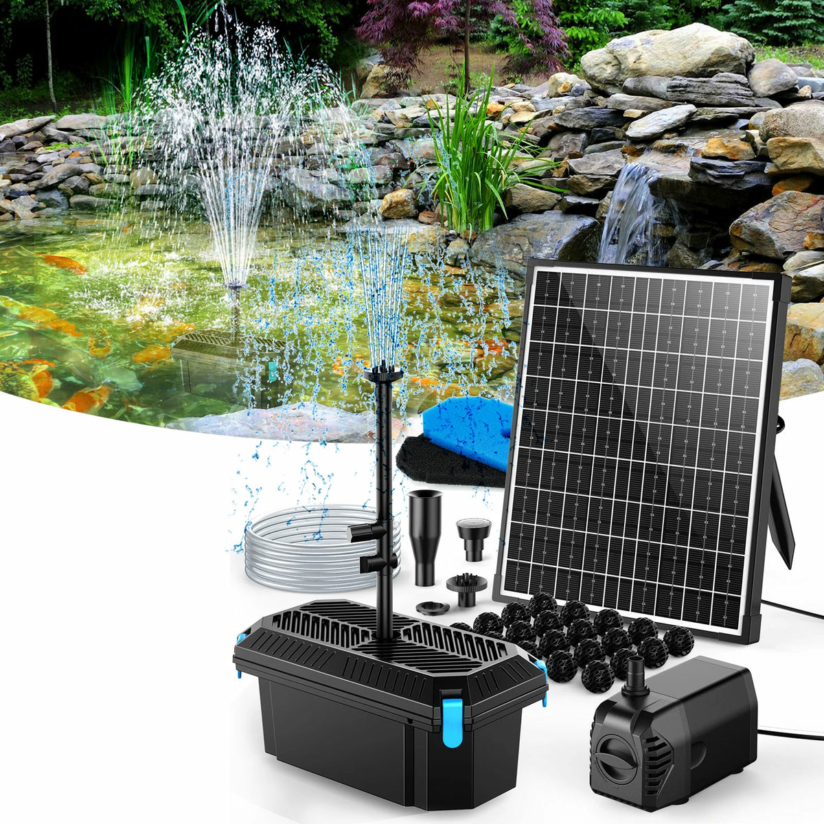 Fontaine à filtre solaire pour bassin P3203 20W 280GPH