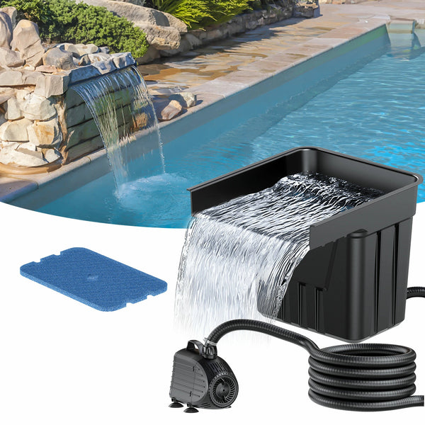 Kit de pompe électrique pour cascade 80 W 1200 GPH avec déversoir de 12,6 po x 11 po
