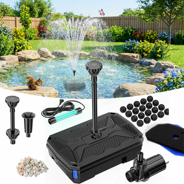 Filtre de bassin 4500 l/h avec clarificateur UV 12 W pour bassins extérieurs