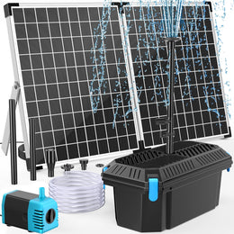 40W Solar Water Pond Pump & Filter Kit - 580GPH Adjustable Flow
