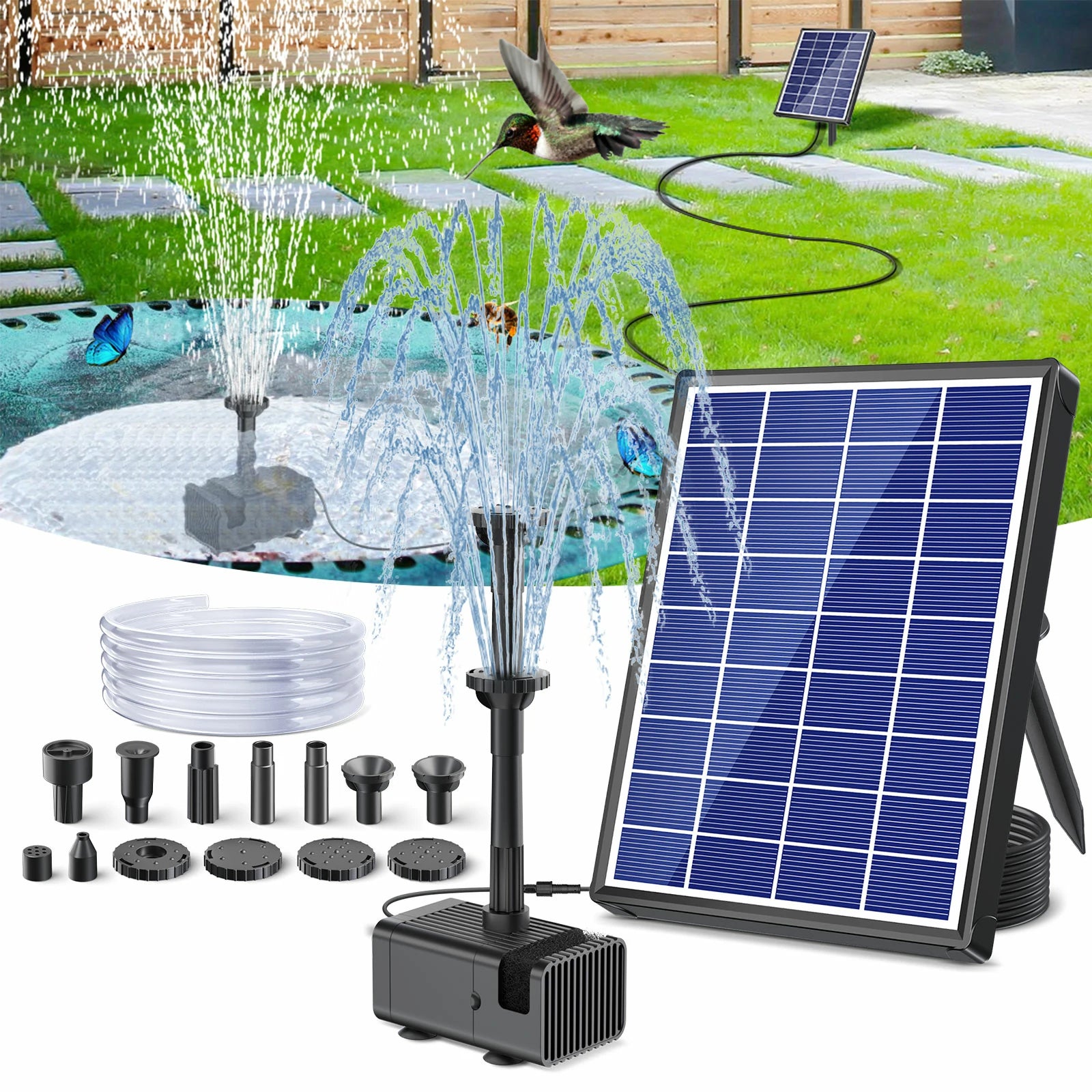 Pompe solaire pour fontaine et bain d'oiseaux 6,5 W 80 GPH