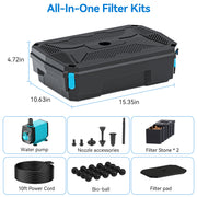 7′ x 7′ Pond Advanced Kit | 5-in-1 Filter, Waterfall, Lights, Pond Liner & Underlayment