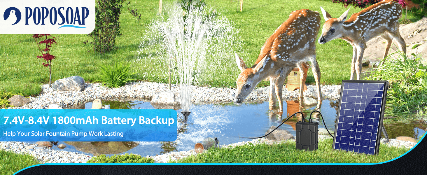 1800mAh Battery Backup for 6W/6.5W/8W Solar Fountain Pump