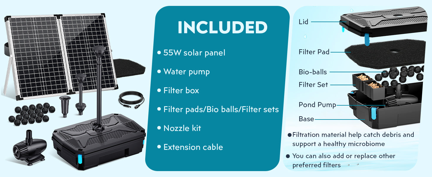 Complete Kit for Outdoor Ponds Cleaning and Decoration