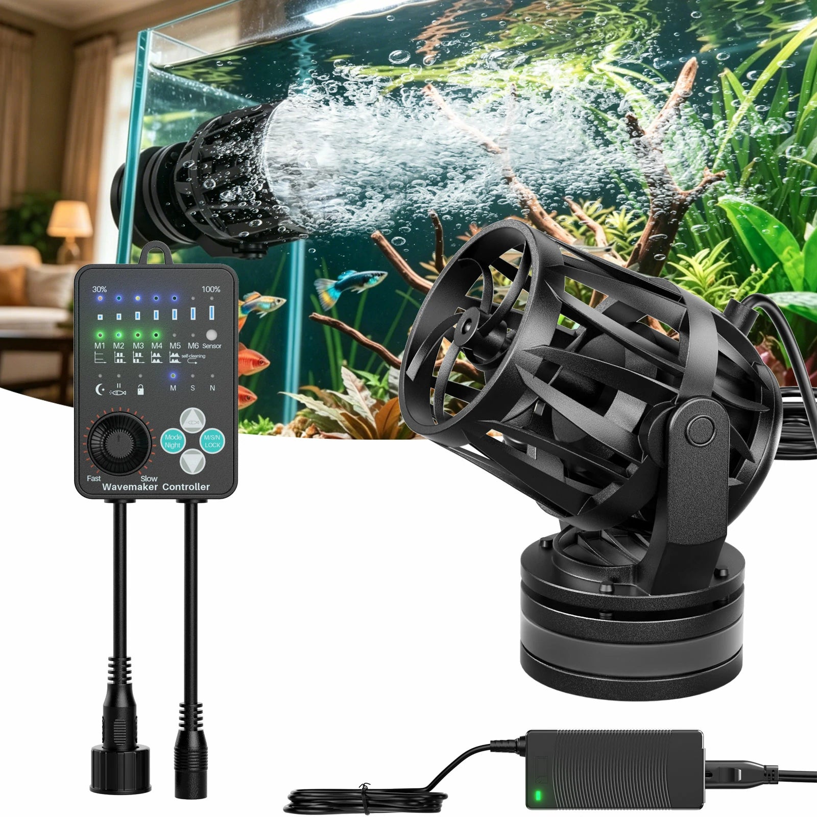 50W 4800GPH Aquarium Wavemaker Circulation Pump with Controller