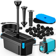 Ensemble de décoration pour bassin 4 pi x 4 pi | Filtre, cascade et éclairage 3 en 1