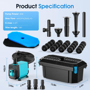 Ensemble de décoration pour bassin 4 pi x 4 pi | Filtre, cascade et éclairage 3 en 1