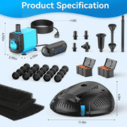 Ensemble de décoration pour bassin 5 pi x 5 pi | Filtre, cascade et éclairage 3 en 1