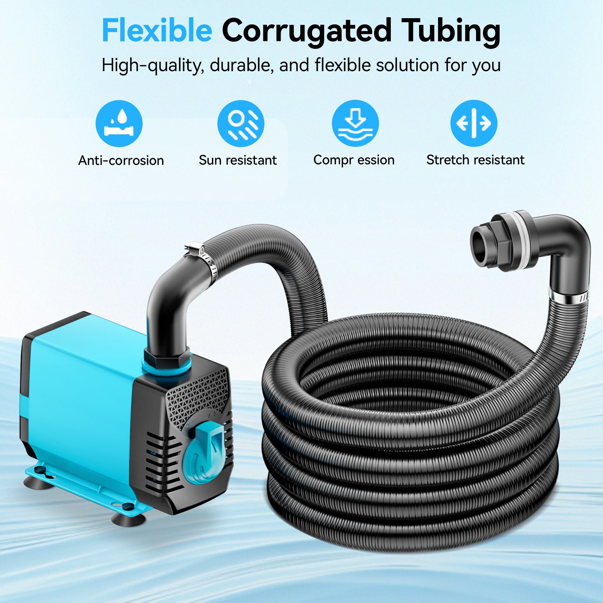 Kit de pompe électrique pour cascade 40 W 660 GPH avec déversoir de 12" x 13,4"