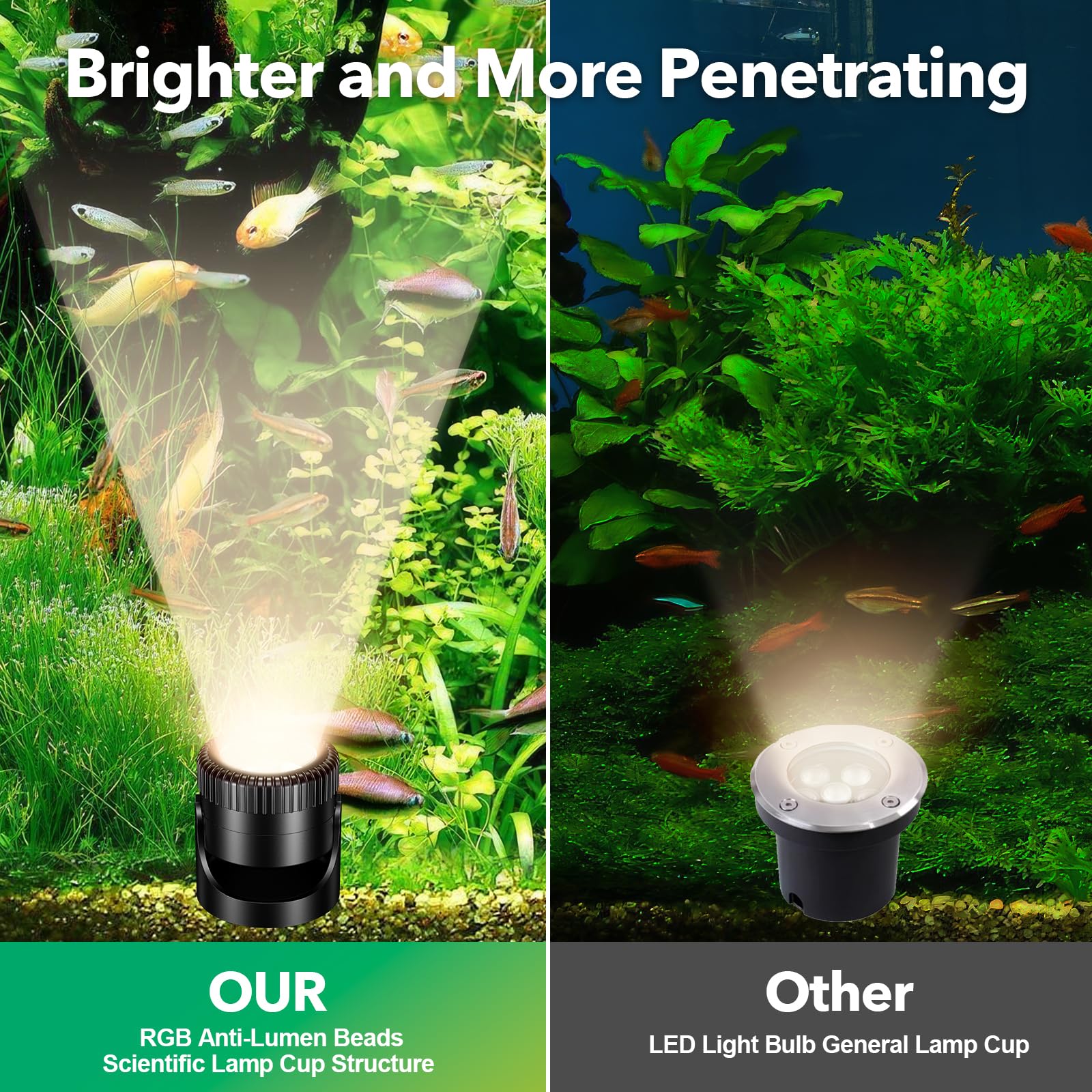 Underwater Solar Pond Lights Brighter and More Penetrating