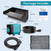 Ensemble de décoration pour bassin 4 pi x 4 pi | Filtre, cascade et éclairage 3 en 1