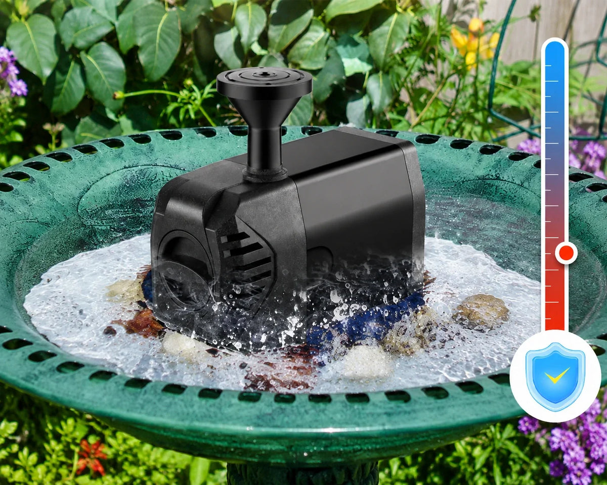 fountain pump adjustable flow hot protection