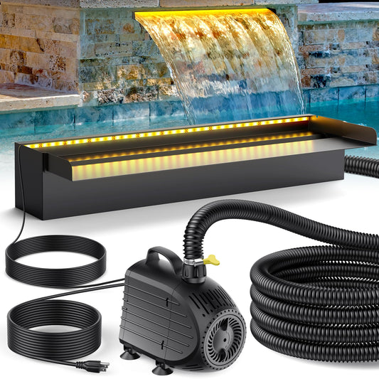Kit cascade métallique avec LED, 80 W, 1 200 gal/h, 61 x 11 cm 