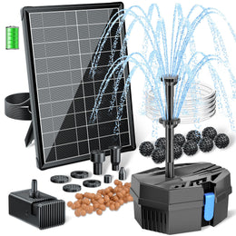 Kit de fontaine et filtre solaire pour bassin P3081D 8 W 80 GPH avec batterie de secours 3 000 mAh 