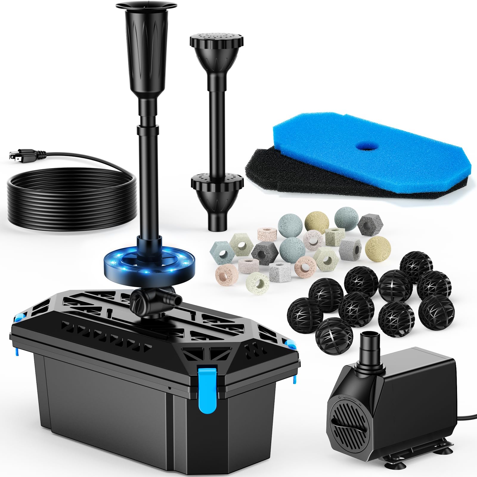 Filtre de bassin et fontaine P2326D 40 W 660 GPH AC avec kit d'éclairage 