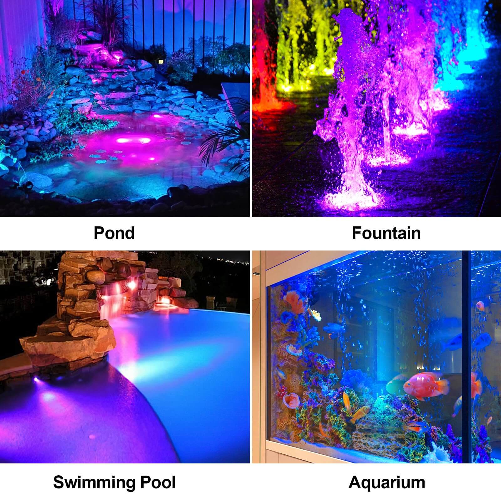 3-Head Colored Underwater Solar Pond Lights