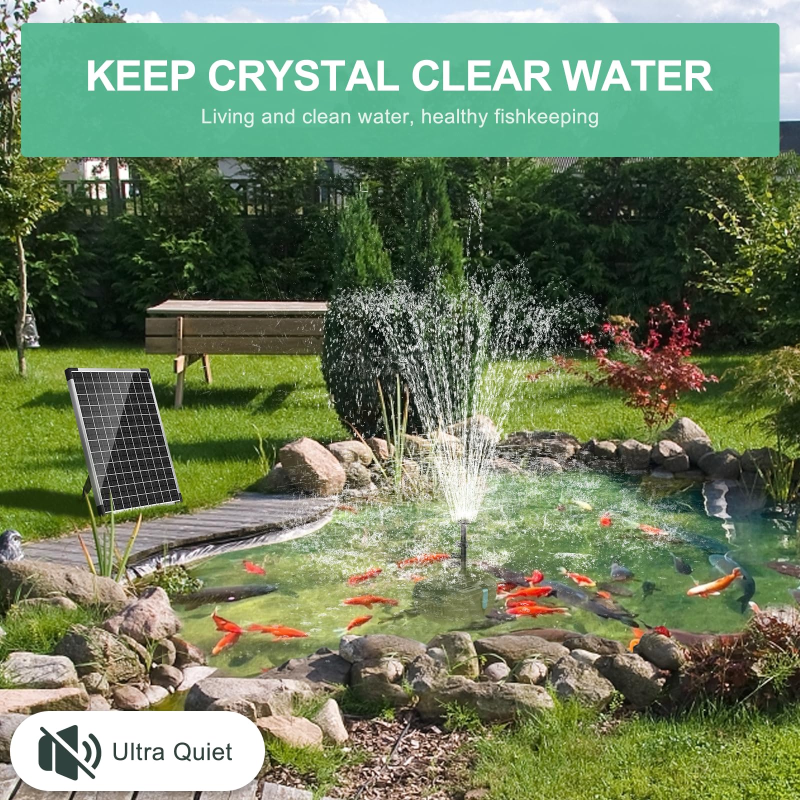 Kit de filtre et fontaine solaire pour bassin P3202 20 W 280 GPH 