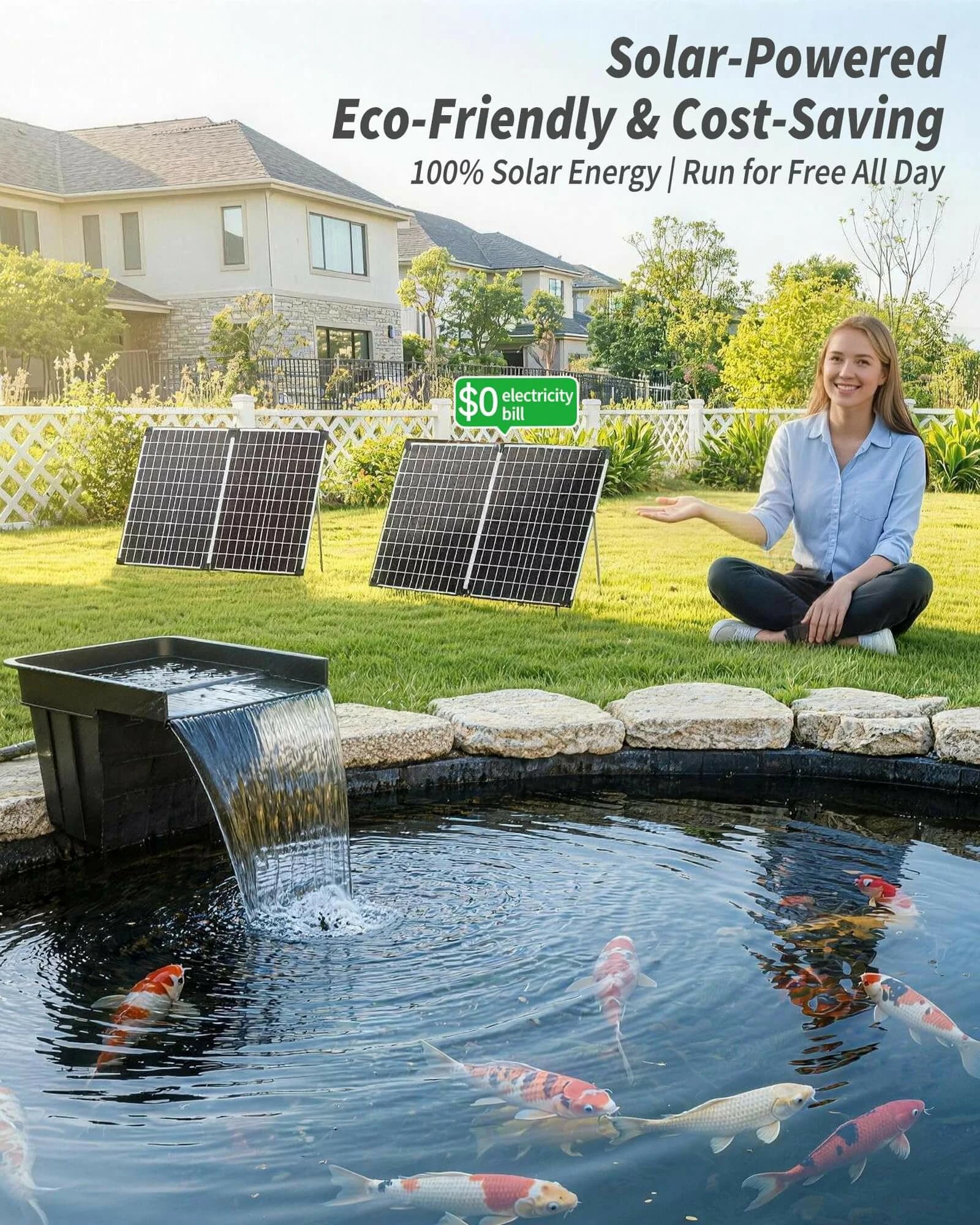 P512X 120W 1600GPH Solar Waterfall Pump with 12.6"x15" Spillway