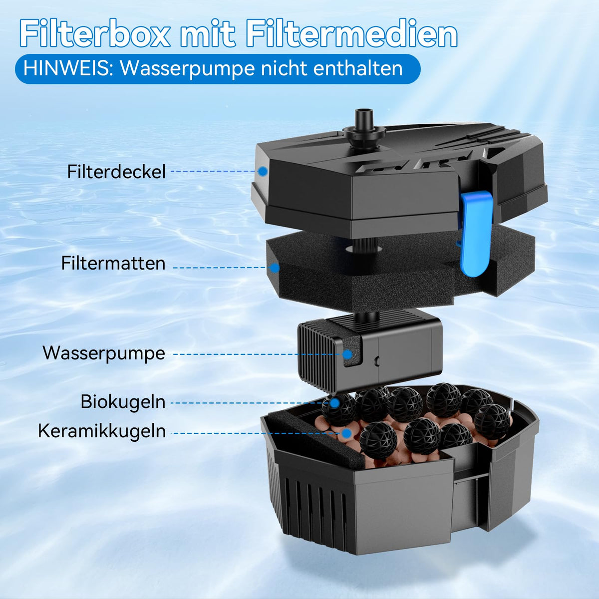 Boîtier de filtre de bassin pour petits bassins extérieurs, protection de pompe