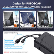Batterie de secours 2600 mAh pour pompe de fontaine solaire 25 W/30 W/35 W/40 W/45 W/50 W 