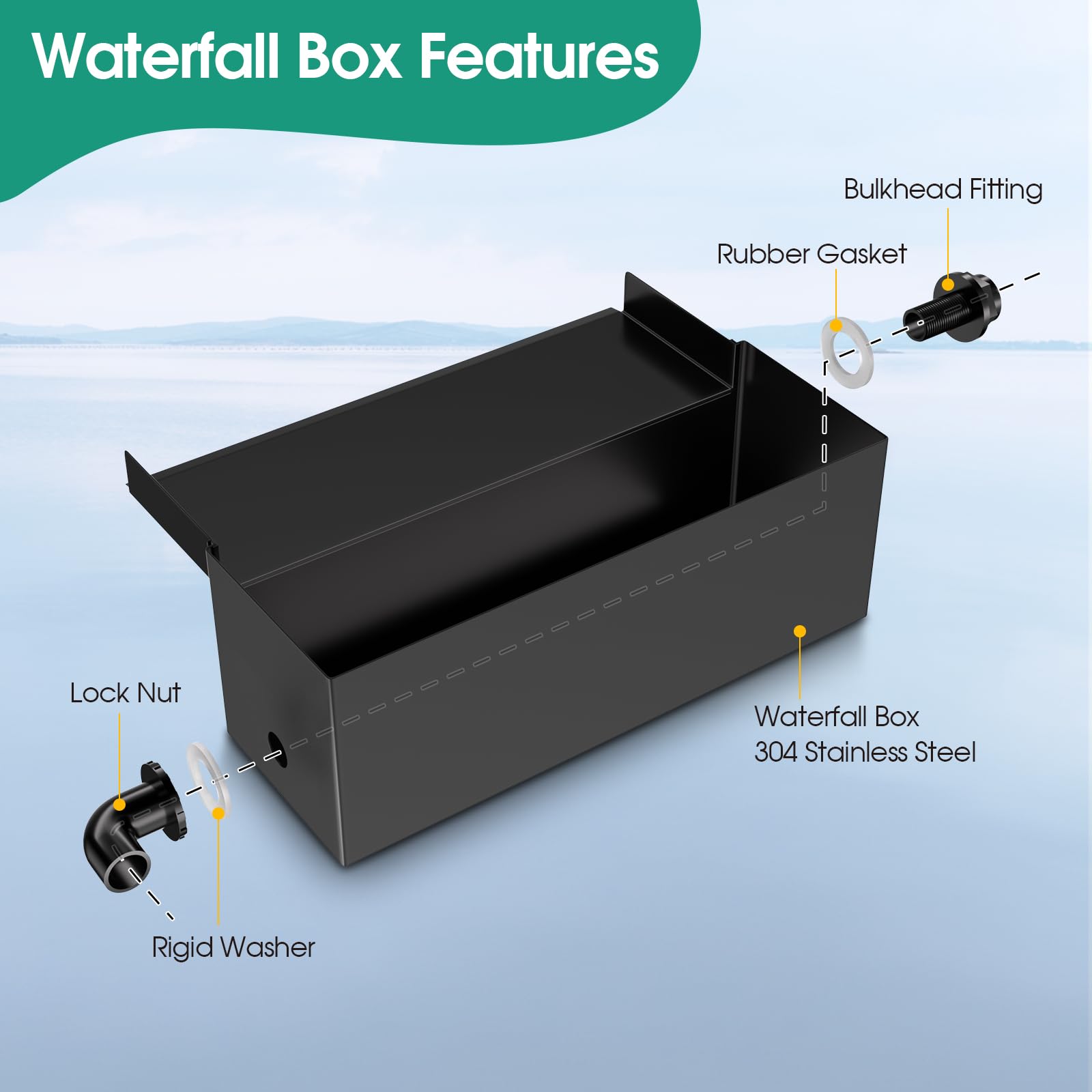 Kit de pompe solaire cascade 70 W 580 GPH avec déversoir 12" x 4,3" 