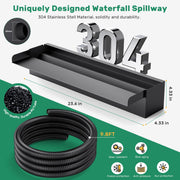 Kit cascade métallique avec LED, 80 W, 1 200 gal/h, 61 x 11 cm 