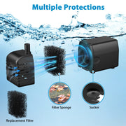 Pompe solaire pour fontaine à eau 12 W 160 GPH - Pompe noire 