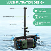 Kit de filtre et fontaine solaire pour bassin P3202 20 W 280 GPH 