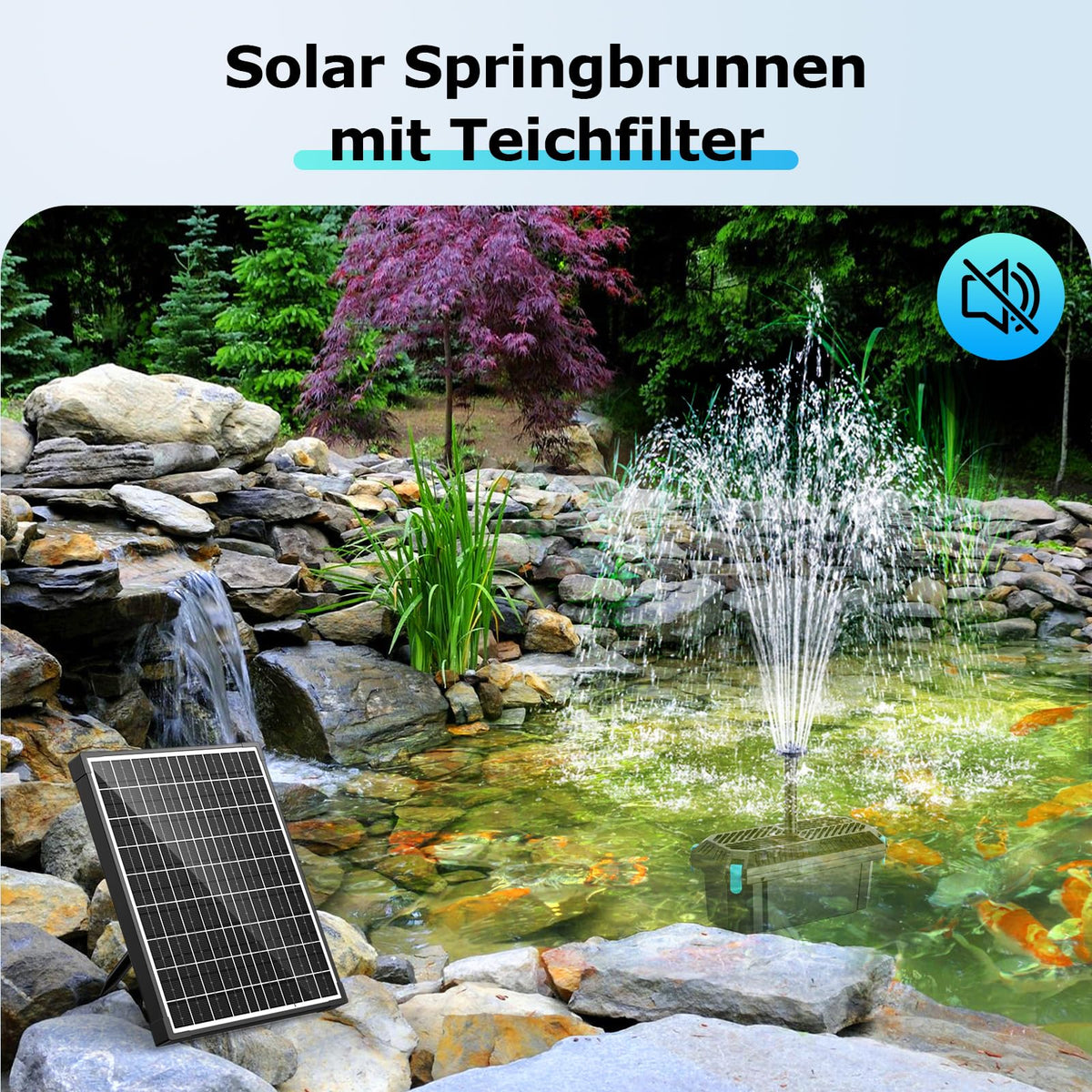 Filtre de bassin solaire 20 W avec fontaine, 1200 l/h