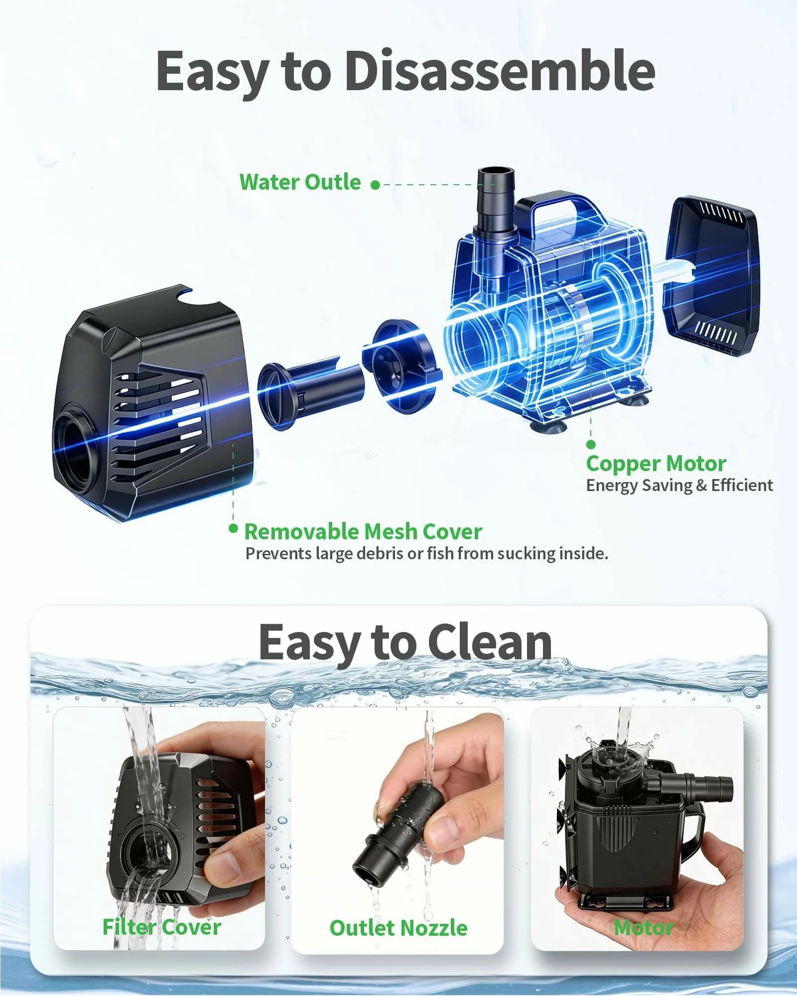 24W 400GPH Submersible Water Pump