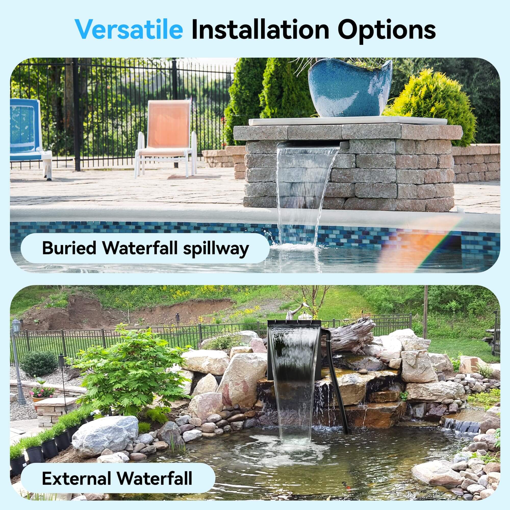 metal waterfall spillway,pond with waterfall kit,small waterfall kit