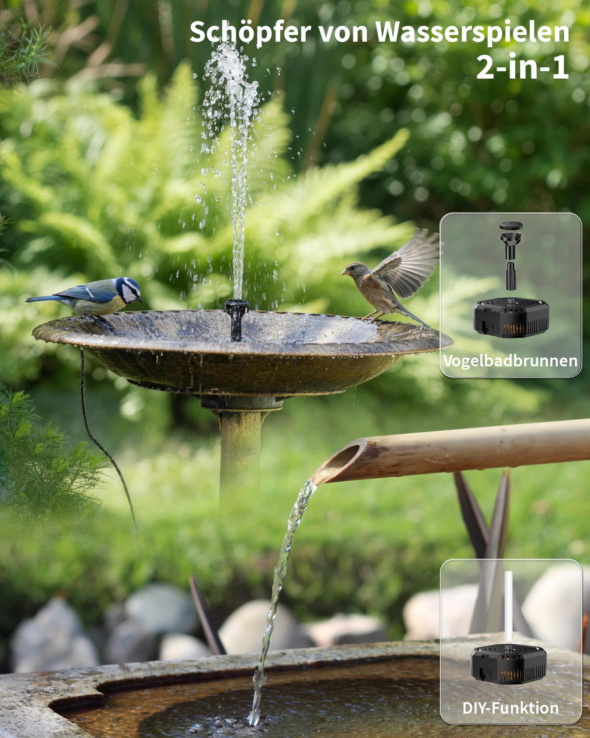 Filtre de bassin solaire 4W avec fontaine