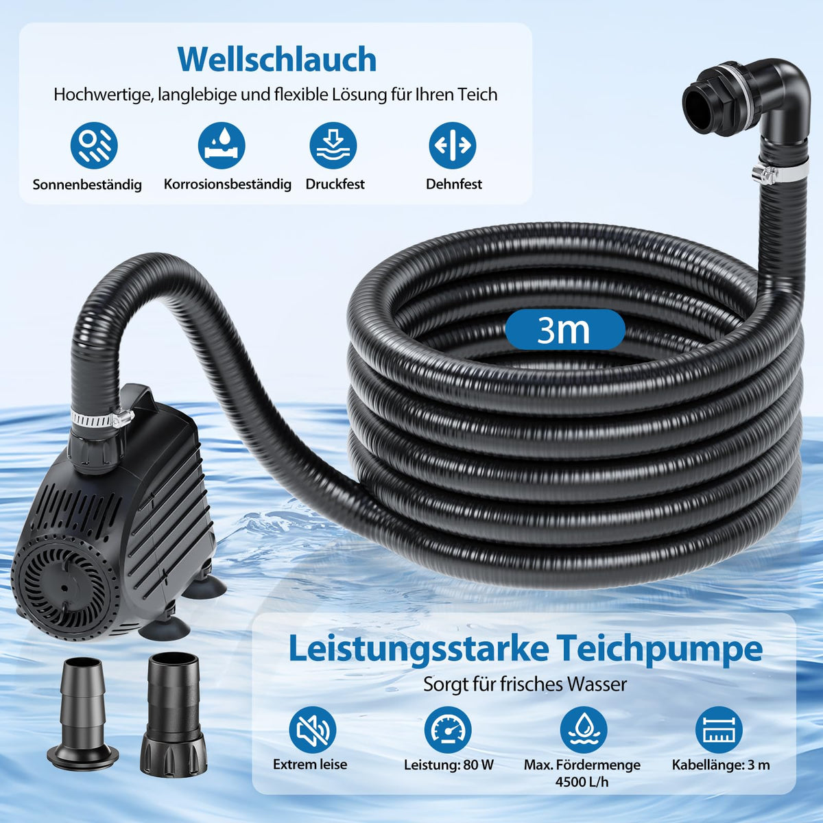 Cascade extérieure avec système de filtration pour bassins de jardin
