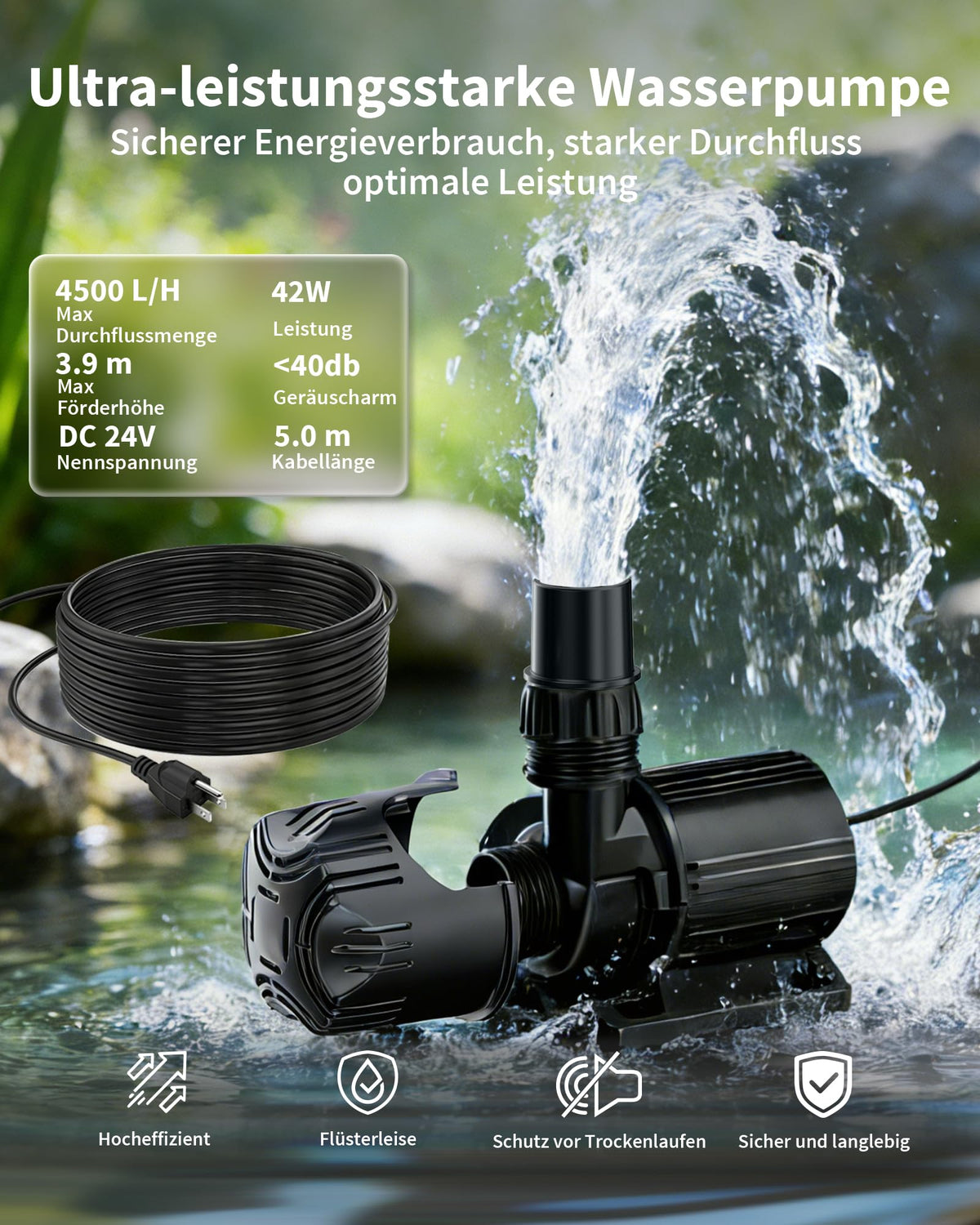 Grand ensemble de cascade pour bassin, 30 cm de large, pour bassin et ruisseau